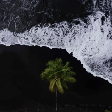 Black sand beach in The Islands of Tahiti © Jim Winter