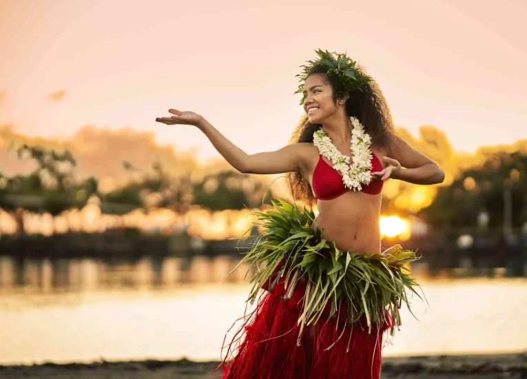 Dancer from The Islands of Tahiti with sunset © Alikaphoto